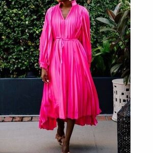 CROSBY by Mollie Burch Pink Pleated Leah Dress